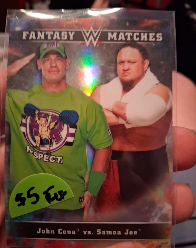 2020 Topps Chrome WWE Fantasy Matches #FM-1 John Cena vs. Samoa Joe — front