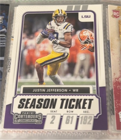 2021 Panini Contenders Draft Picks #30 Justin Jefferson Season Ticket — front