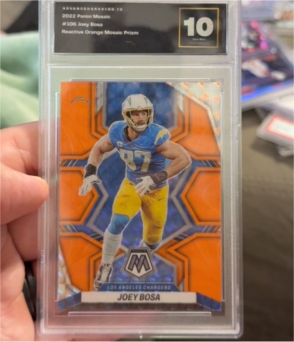 2022 Panini Mosaic #106 Joey Bosa Reactive Orange Mosaic Prizm — front