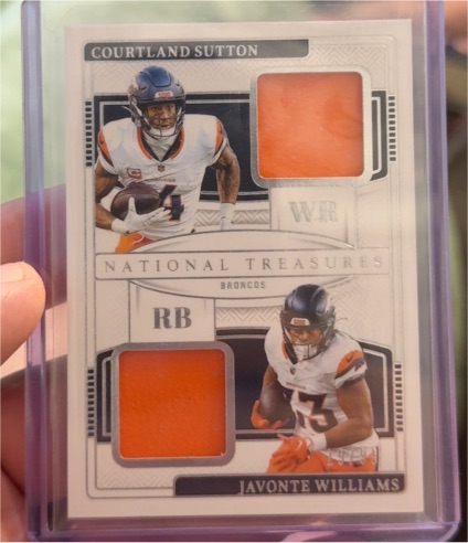 2024 Panini National Treasures NFL Gear Combo Courtland Sutton / Javonte Williams — front