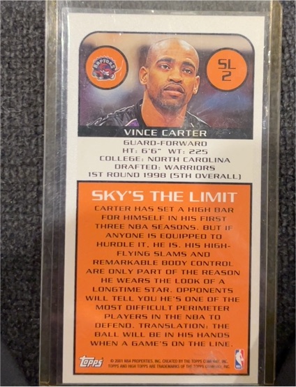 2001 Topps SkyBox SL2 #SL2 Vince Carter — front