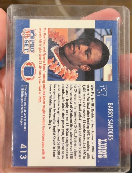 1990 Pro Set #413 Barry Sanders — front
