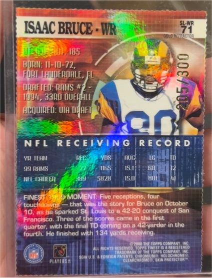 2000 Topps Finest #71 Isaac Bruce — front