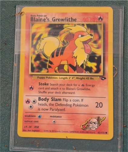 1999 Pokémon Gym Challenge #62 Blaine's Growlithe — front