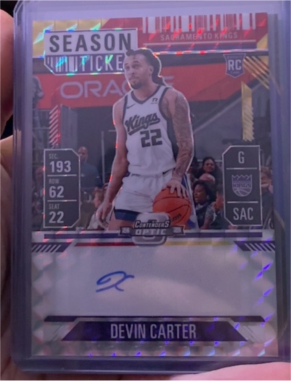 2024-25 Panini Mosaic #RST-DEV Devin Carter Rookie Season Ticket Auto — front