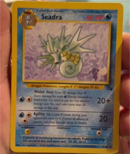 1999 Pokémon Fossil #42 Seadra — front