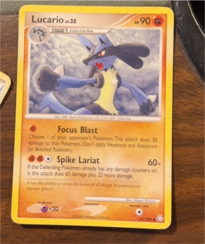 2008 Nintendo Pokemon Legends Awakened #61 Lucario — front