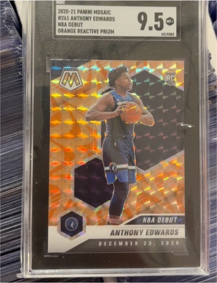 2020-21 Panini Mosaic #261 Anthony Edwards NBA Debut Orange Reactive Prizm — front
