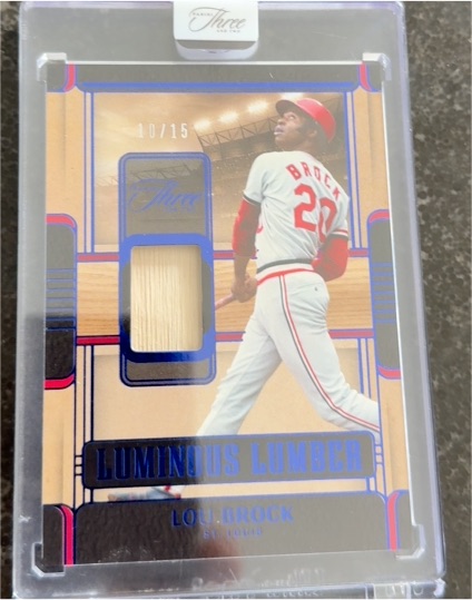 2025 Panini Three and Two Luminous Lumber #Luminous Lumber /15 Lou Brock — front