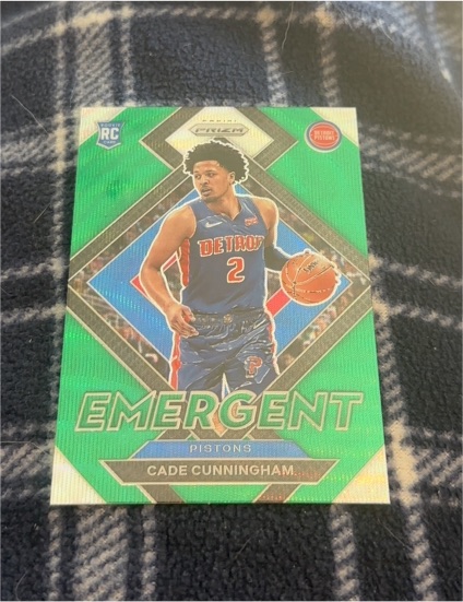 2021-22 Panini Prizm #22 Cade Cunningham Emergent Green Prizm Rookie — front