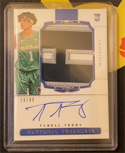 2020-21 Panini National Treasures Tyrell Terry Rookie Patch Auto #39/99 — front