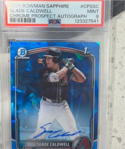 2025 Bowman Sapphire #CPSSC Slade Caldwell Chrome Prospect Autograph — front