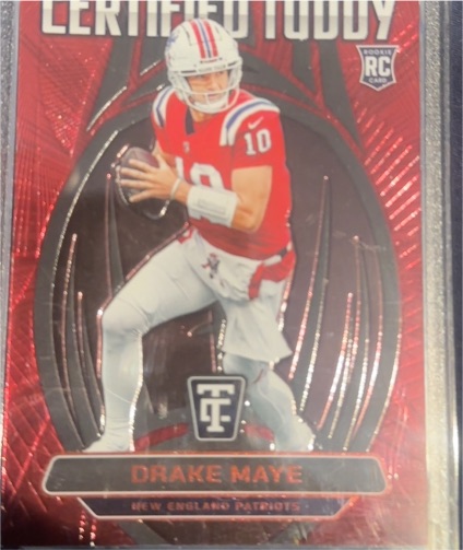 2024 Panini Totally Certified #3 Drake Maye Certified Tuddy Mirror Red — front