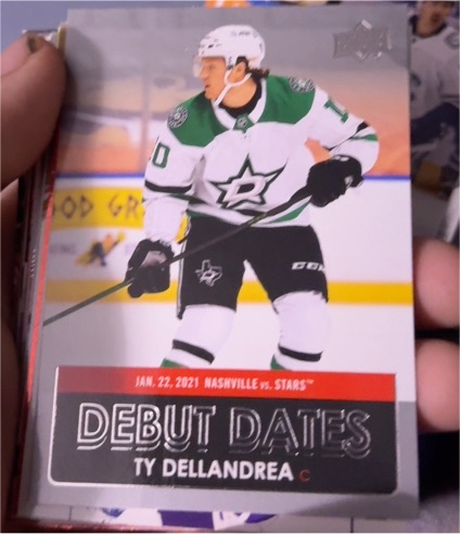 2021-22 Upper Deck Series 1 Debut Dates #DD-12 Ty Dellandrea — front