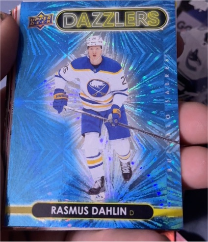 2021-22 Upper Deck Series 1 Blue Dazzlers #DZ-7 Rasmus Dahlin — front