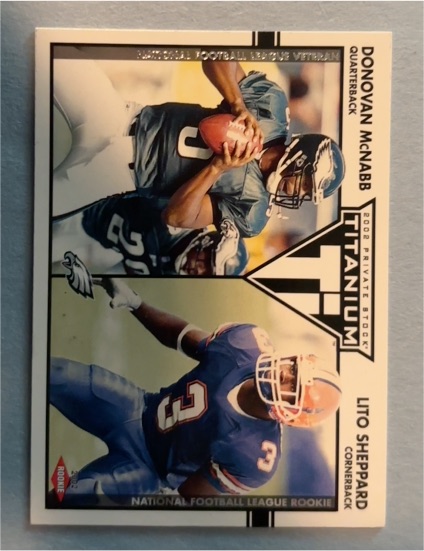 2002 Pacific Private Stock Titanium Donovan McNabb / Lito Sheppard — front