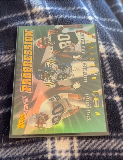 2000 Topps Stars Progression #P4 Randy Moss Peter Warrick Steve Largent — front