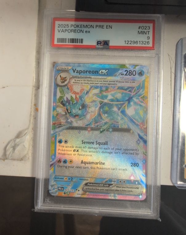 2025 Pokemon Pre En-Prismatic Evolutions #023 Vaporeon ex — front