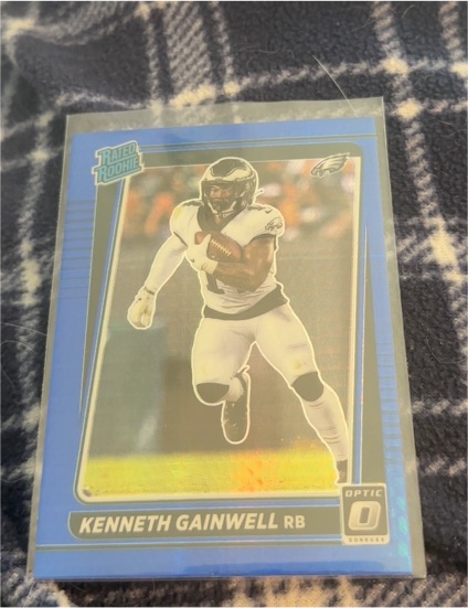 2021 Donruss Optic #239 Kenneth Gainwell Rated Rookie Blue Hyper Prizm — front