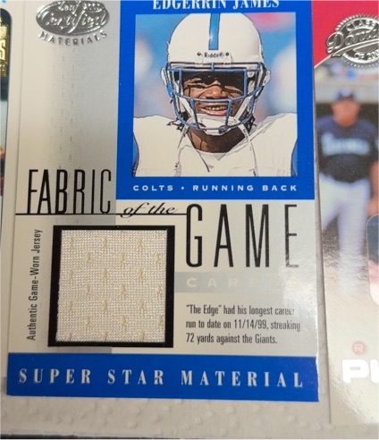 2001 Leaf Certified Materials Fabric of the Game #52 Edgerrin James — front