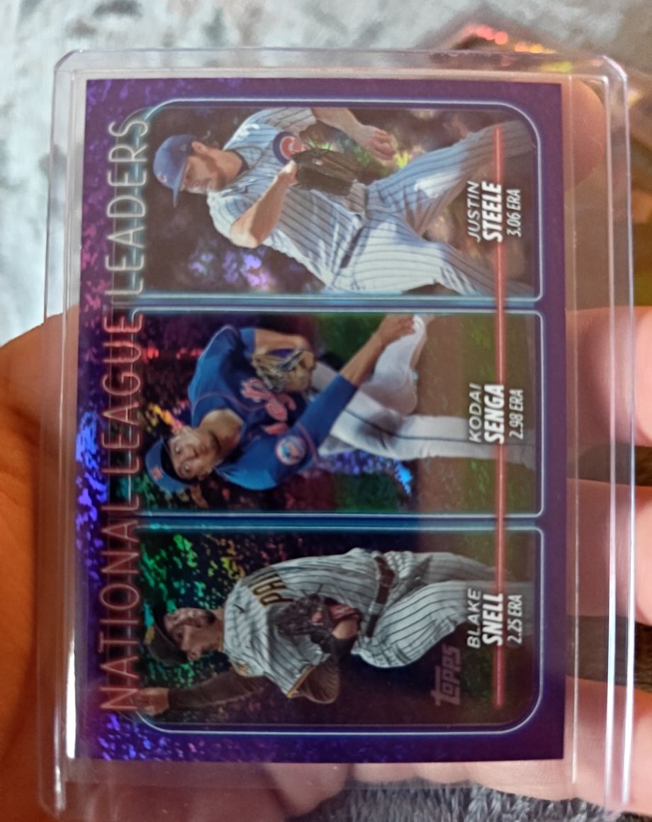 2024 Topps #212 National League Leaders ERA Blake Snell Kodai Senga Justin Steele — front