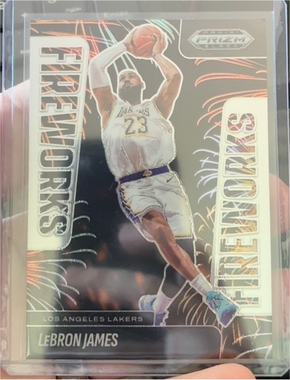 2024-25 Panini Prizm Black #3 LeBron James Fireworks Silver Prizm — front