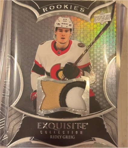 2023-24 Upper Deck Exquisite Collection Rookies #R-GG Ridly Greig — front