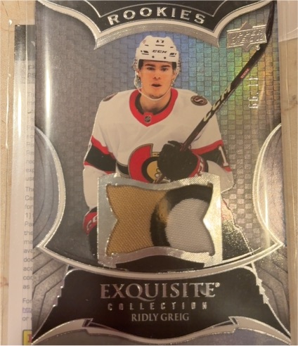 2023-24 Upper Deck Exquisite Collection Rookies #R-DW Ridly Greig — front