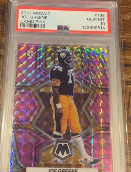 2022 Panini Mosaic #168 Joe Greene Camo Pink — front