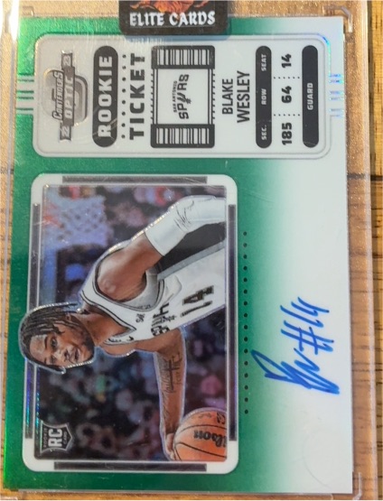 2022-23 Panini Contenders Optic #130 Blake Wesley Rookie Ticket Auto — front