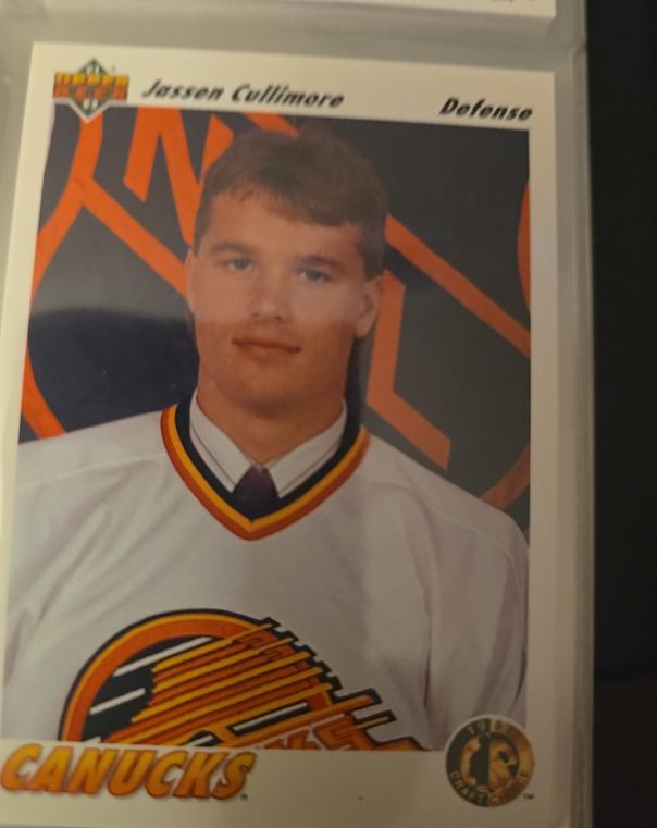 1991-92 Upper Deck #72 Jassen Cullimore Vancouver Canucks Rookie Hockey Card — front