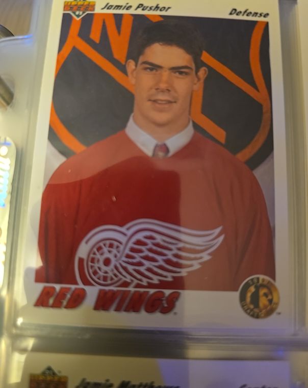 1991-92 Upper Deck #73 Jamie Pushor Rookie Detroit Red Wings — front