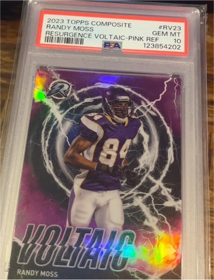 2023 Topps Composite #RV23 Randy Moss Resurgence Voltaic Pink — front
