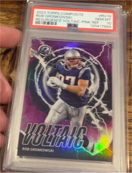 2023 Topps Composite #RV-19 Rob Gronkowski Resurgence Voltaic Pink Refractor — front