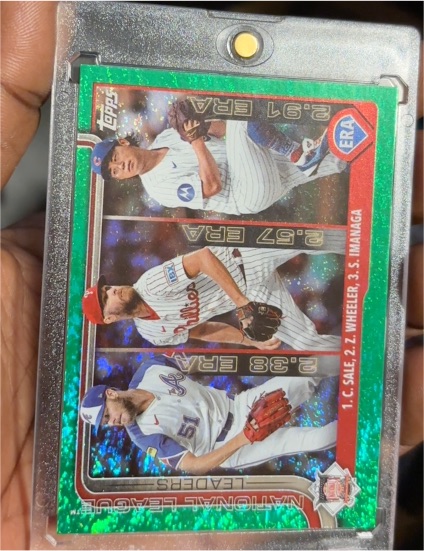 2025 Topps Series 1 #272 National League Leaders ERA Chris Sale, Zack Wheeler, Shota Imanaga — front
