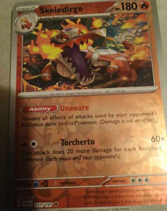 2023 Pokémon SV08: Surging Sparks #31 Skeledirge — front