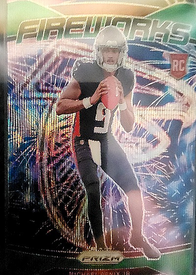 2024 Panini Prizm #16 Michael Penix Jr. Fireworks Green Prizm Rookie Card — front