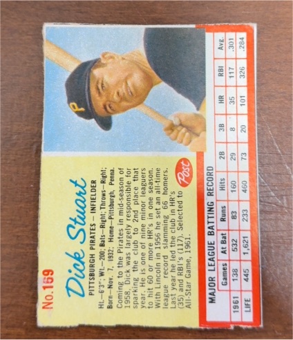1962 Post #169 Dick Stuart — front