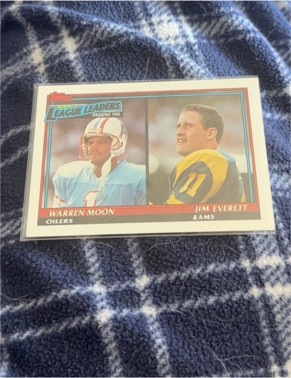 1991 Topps #8 Warren Moon, Jim Everett — front