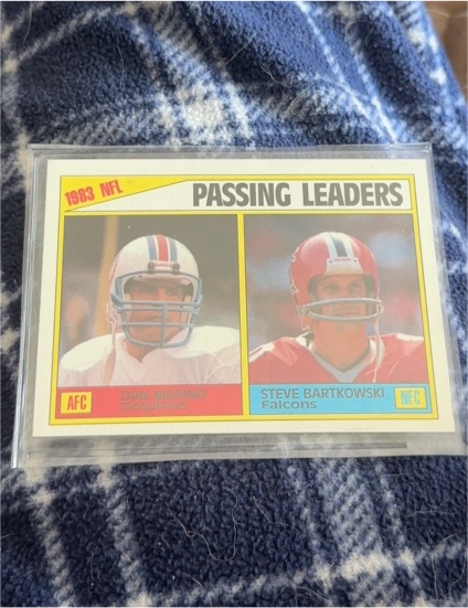 1984 Topps #202 Passing Leaders Dan Marino, Steve Bartkowski — front