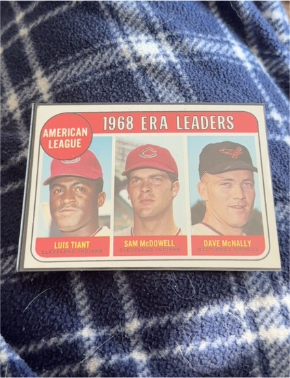 1969 Topps #7 AL ERA Leaders Luis Tiant, Sam McDowell, Dave McNally — front