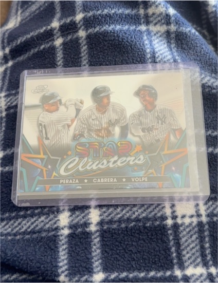 2023 Topps Cosmic Chrome Star Clusters #SC-14 Anthony Volpe/Oswald Peraza/Oswaldo Cabrera — front