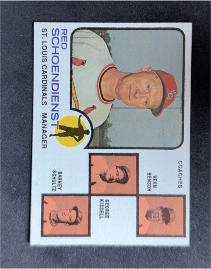 1973 Topps #497 Red Schoendienst — front
