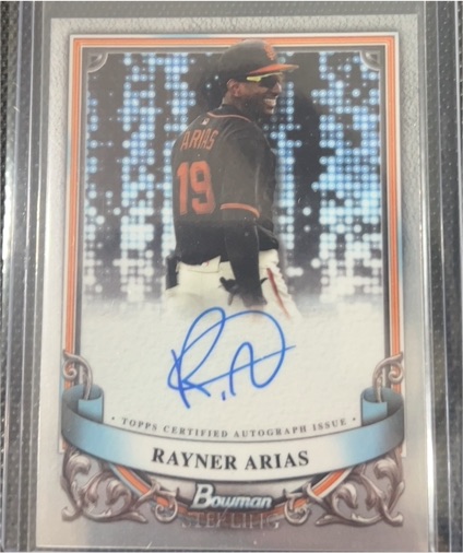 2024 Bowman Sterling Prospect Autographs #PA-RAR Rayner Arias — front