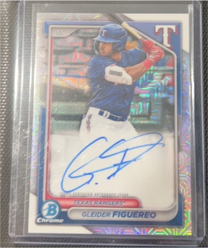 2024 Bowman Chrome Mega Box Mojo Refractor Auto #BMA-GF Gleider Figuereo — front