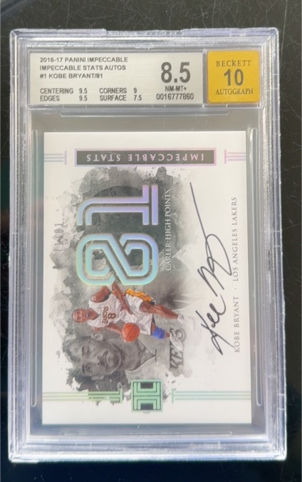 2016-17 Panini Impeccable #1 Kobe Bryant — front