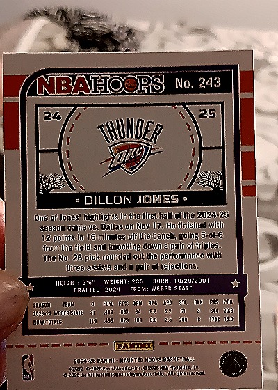 2024-25 Panini Haunted Hoops #243 Dillon Jones — back