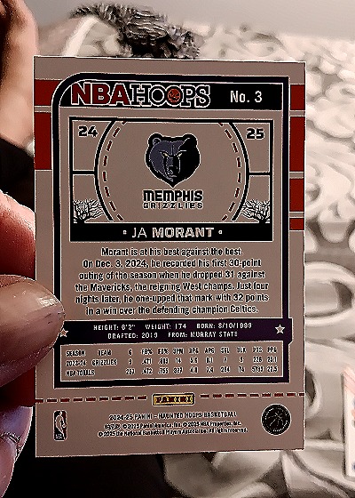 2024-25 Panini NBA Hoops Haunted Hoops #3 Ja Morant — back