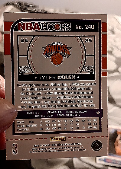 2024-25 Panini Haunted Hoops #240 Tyler Kolek — back