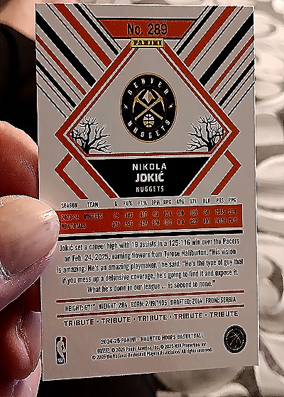 2024-25 Panini Haunted Hoops #289 Nikola Jokic — back